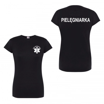 T-shirt -  pielęgniarka koszulka medyczna damska czarna